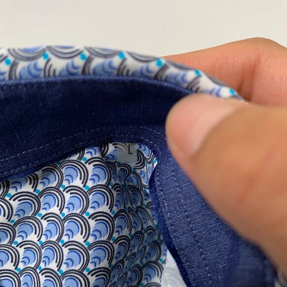 Bugatchi Shirt Mens L Copen White Shaped Fit Fish Scales Flip Cuff Long Sleeve - Picture 5 of 10